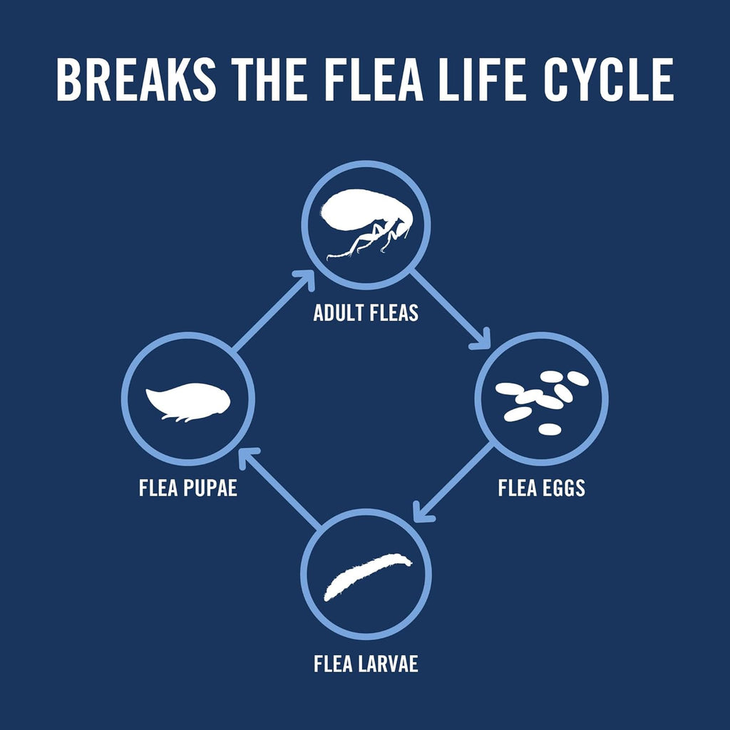 Fast acting small dog flea preventative showing active ingredients fipronil and methoprene