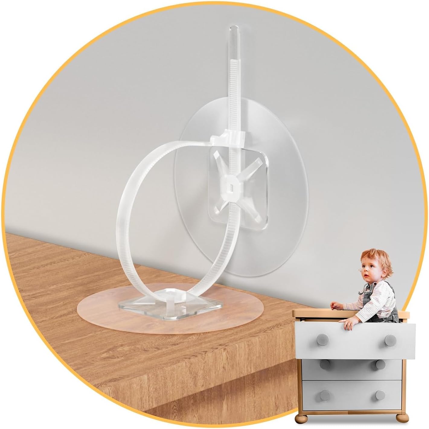 4our Kiddies anti tip furniture anchors front view packaging for child safety