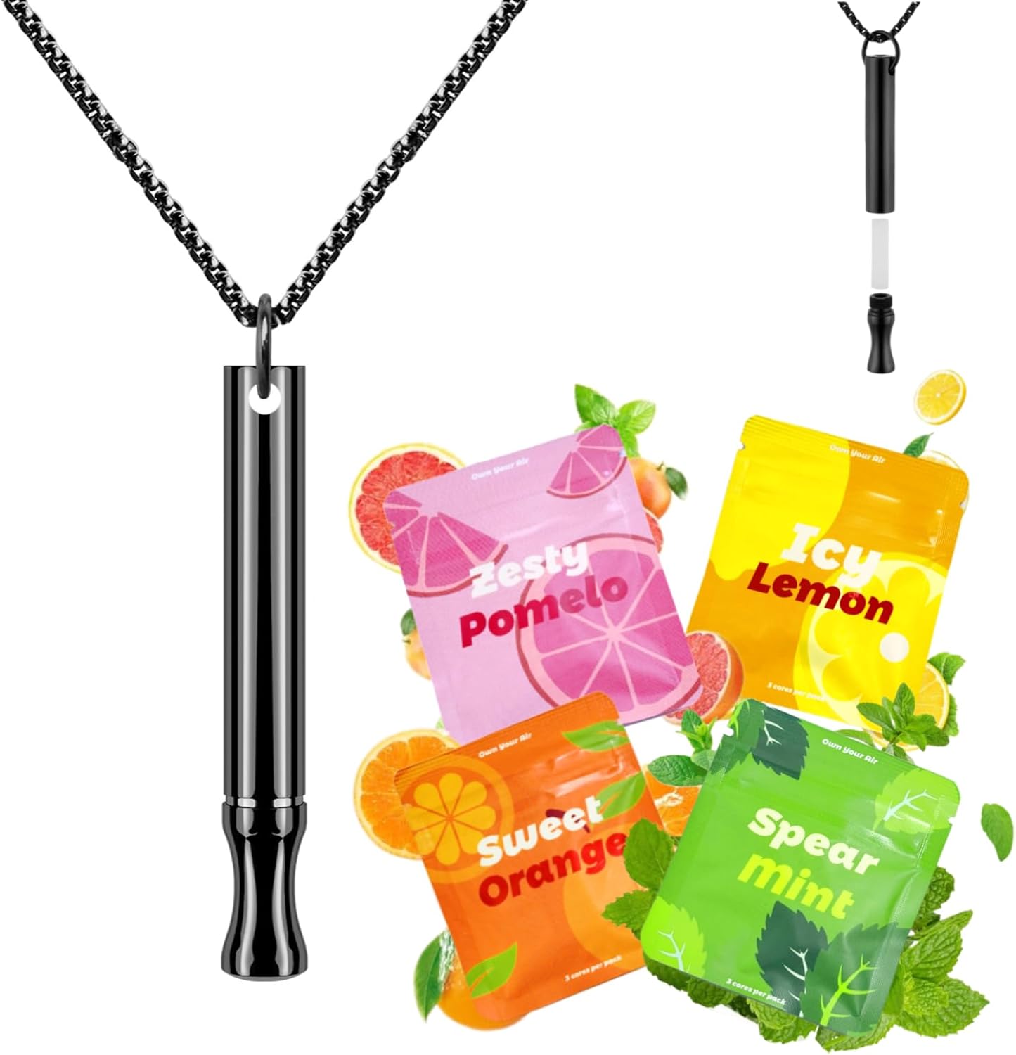 Astofli flavored air breathing necklace in matte black front view