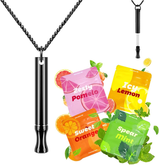Astofli flavored air breathing necklace in matte black front view