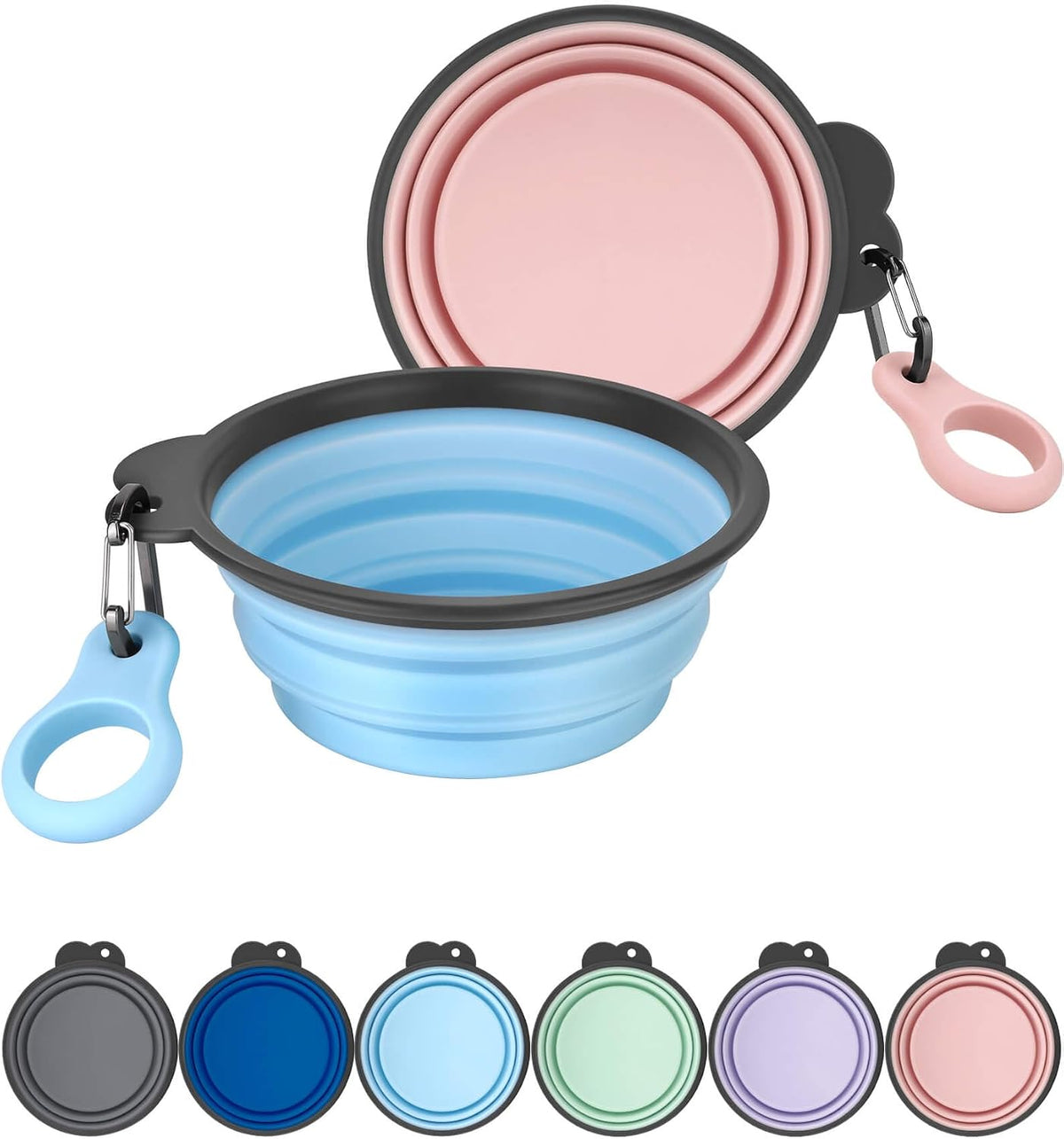 Aonkey Collapsible Dog Bowls with Bottle Carrier, 2 Pack Travel Dog Water Bowl Upgraded Carabiner, One-piece Molded Rim No Fall Off or Crack, Foldable Silicone Portable for Pets Walking Hiking 15oz - Image 13