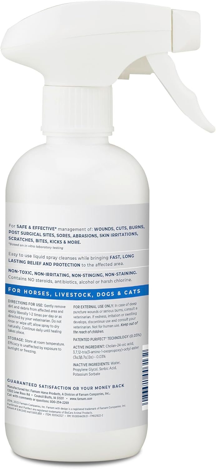 Farnam Purishield Horse Wound Care Fast-Acting Spray for Horses, Dogs, Cats & Livestock, 24-Hour Protection*, Cleans, Treats and Promotes Healing* - Image 10