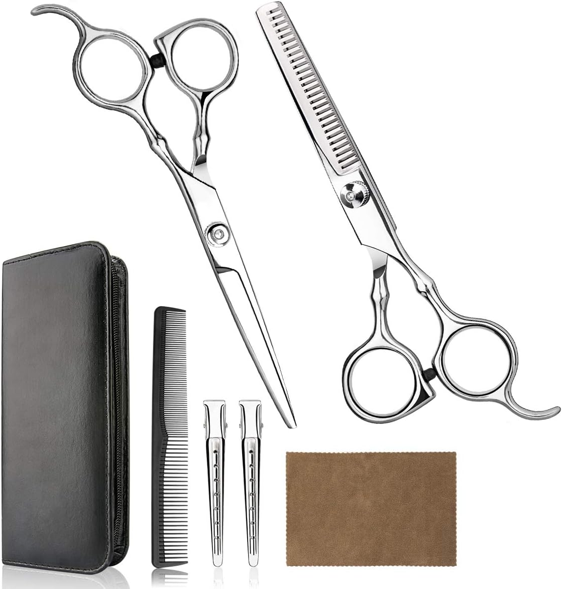 Himart professional hair cutting scissors kit front view featuring straight and thinning shears