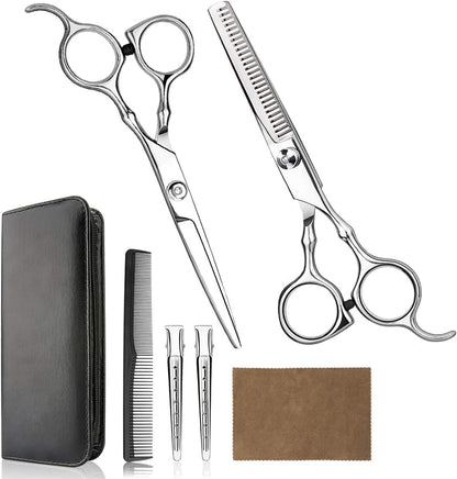 Himart professional hair cutting scissors kit front view featuring straight and thinning shears