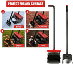 Ergonomic long handle dog poop picker being used from a comfortable standing position.