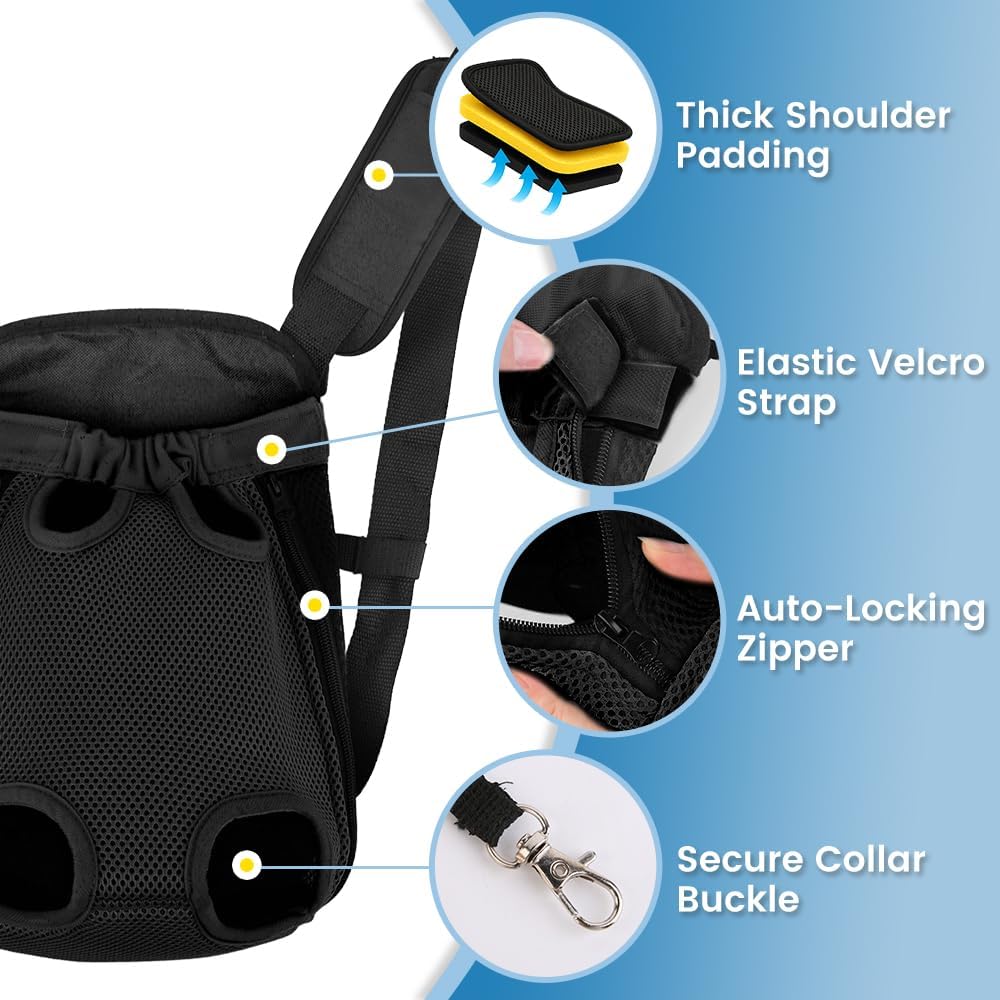 Mosago dog backpack carrier safety buckle and zipper detail