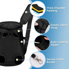 Mosago dog backpack carrier safety buckle and zipper detail