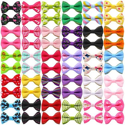 Assorted colorful handmade satin ribbon bows for pets