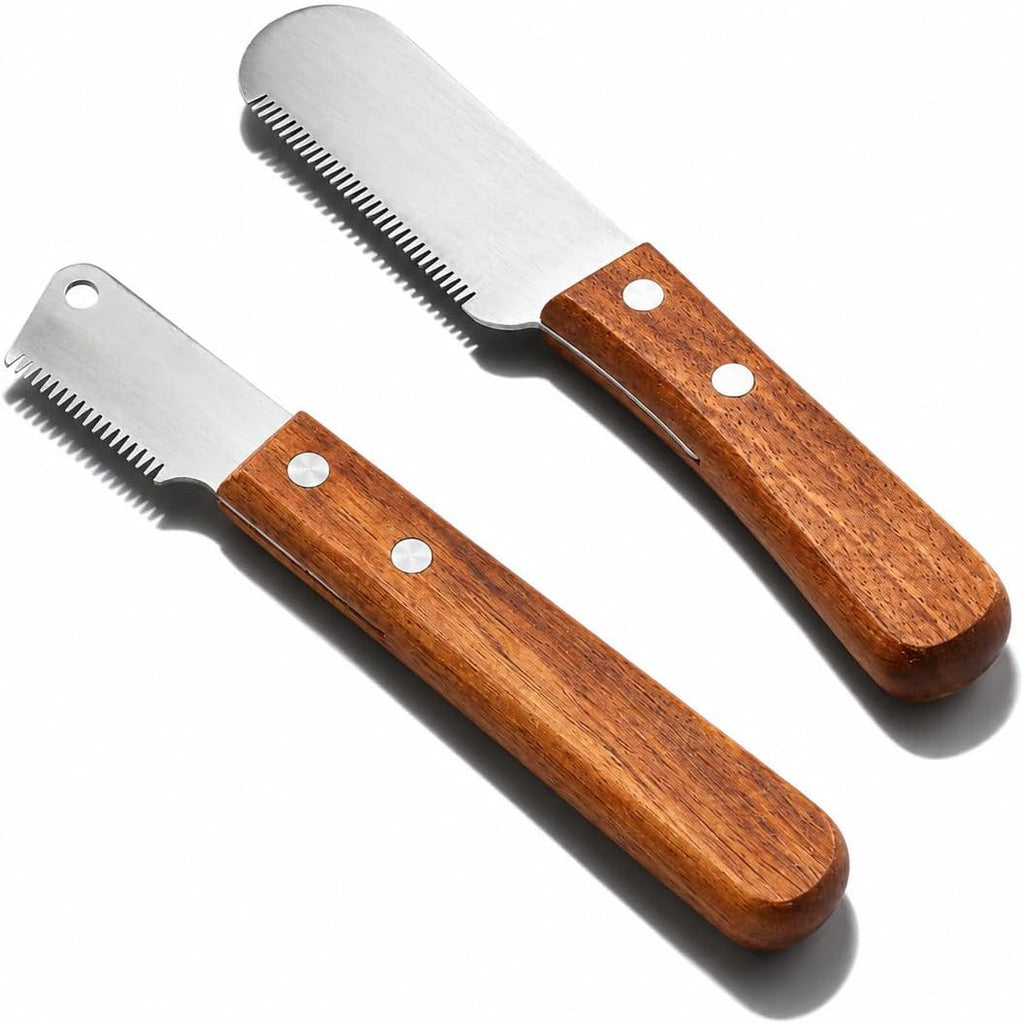 Carding Knife for Dog Grooming, Undercoat Removal Comb for Terriers and Double Coated Breeds, 2 Piece Fine and Coarse Wooden Handle Set for Professional Groomers and Home Use - Image 9