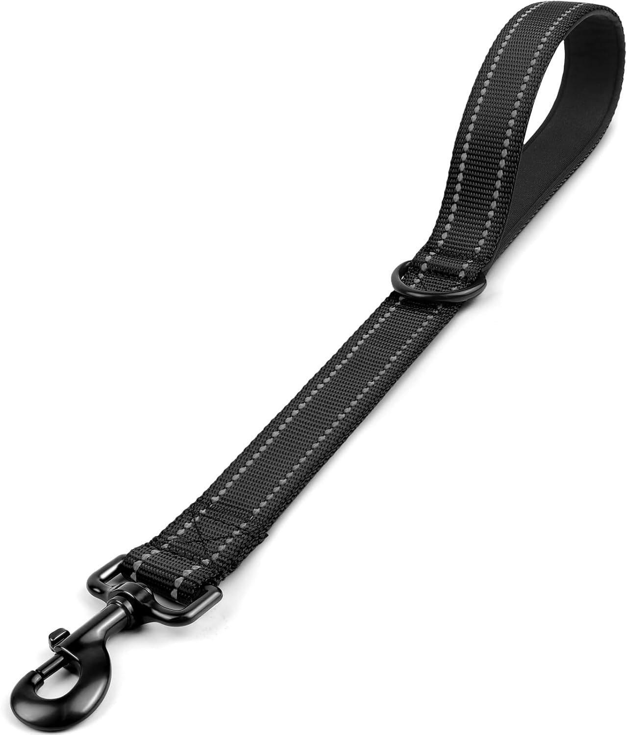 Joytale strong short dog leash front view showing heavy duty black nylon