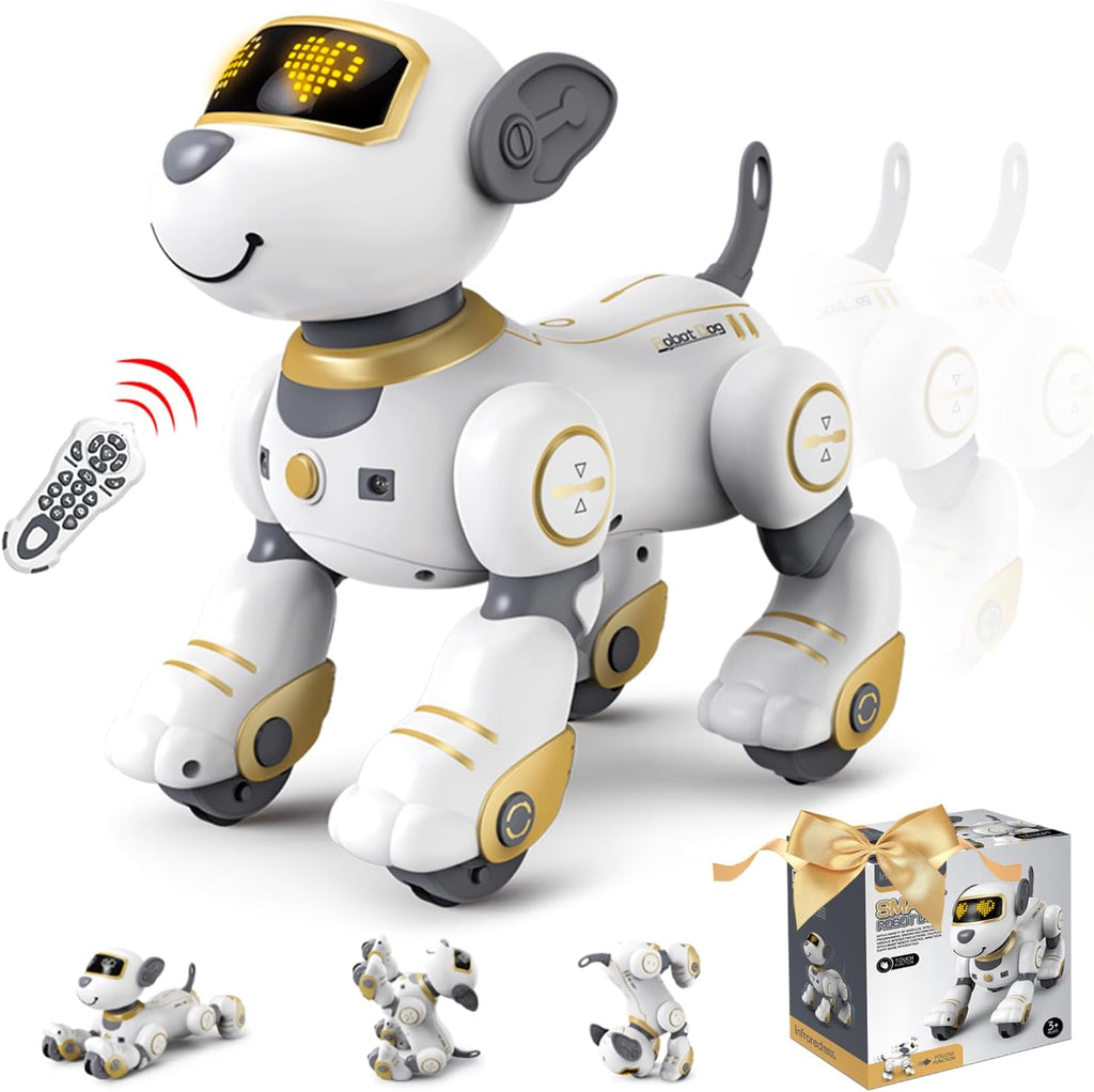 Fuuy Interactive Robot Dog front view in gold finish