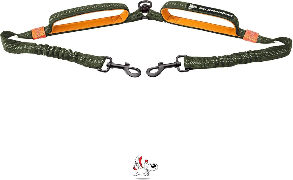 Pet Dreamland Exquisite Hands Free Double Dog Leash for Two Dogs with Tangle-Free Swivel. Premium Quality & Versatile for Running. You Will Absolutely Love This Amazing Waist Leash (Khaki & Orange) - Image 10