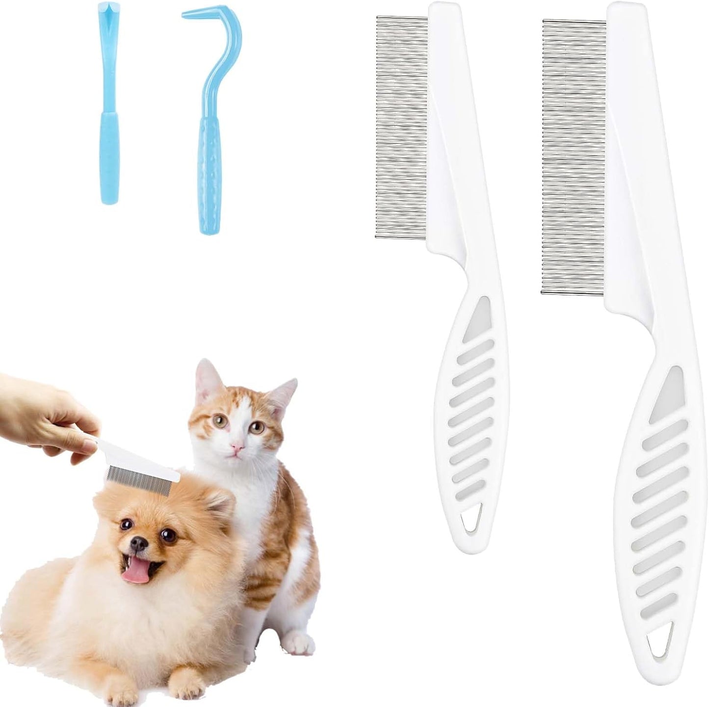 Infinite Paradise pet flea comb and tick removal tool kit front view for cat and dog grooming