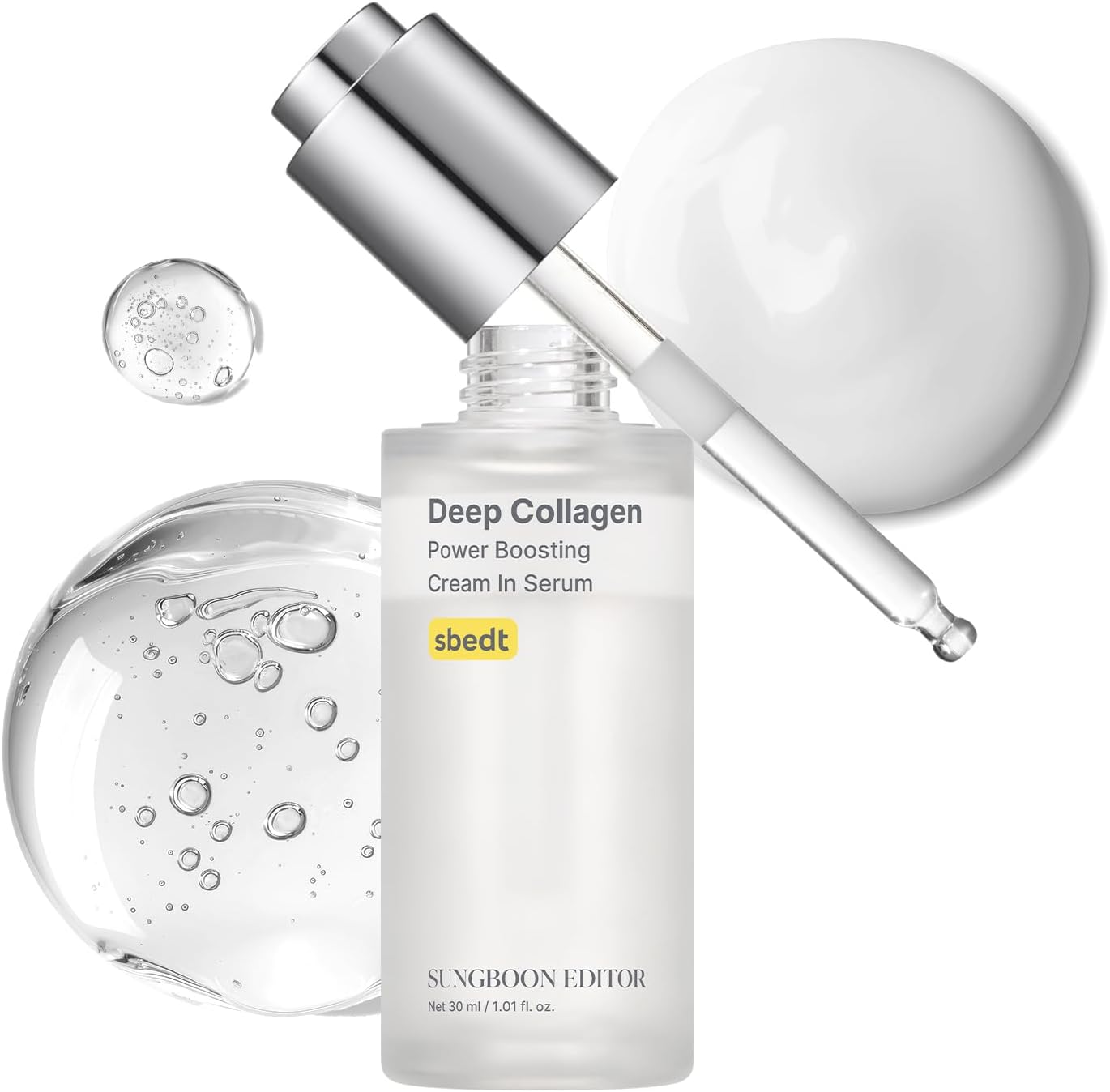 SUNGBOON EDITOR Deep Collagen Serum front view bottle showing the dual layer formula for anti aging care