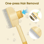 Close up of stainless steel teeth on pet grooming comb