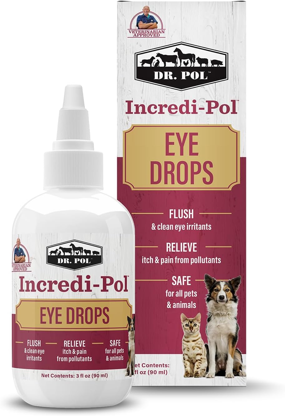 Dr Pol Incredi Pol Eye Drops front view packaging bottle for pets