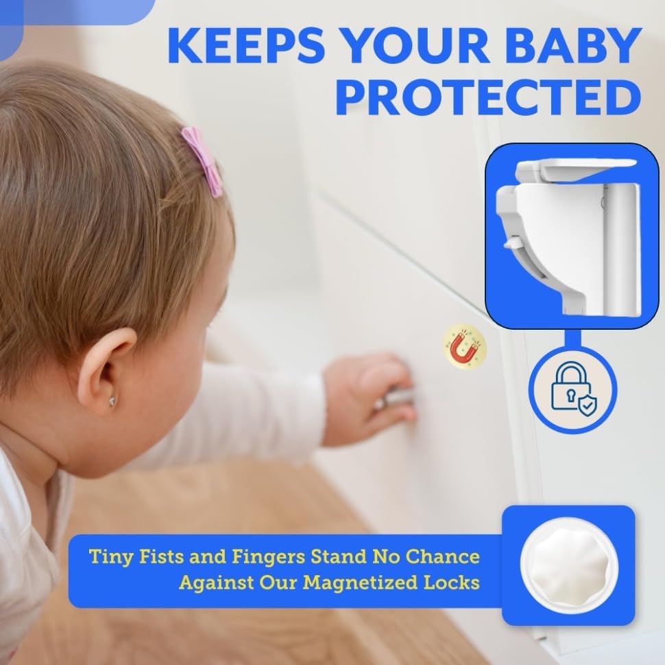 Magnetic Cabinet Locks for Babies (20 Pack Locks with 3 Keys), Eco Baby Baby Proofing Cabinet Locks, Child Locks for Cabinets Drawers Doors, Easy Installation No Tools Required - Image 5