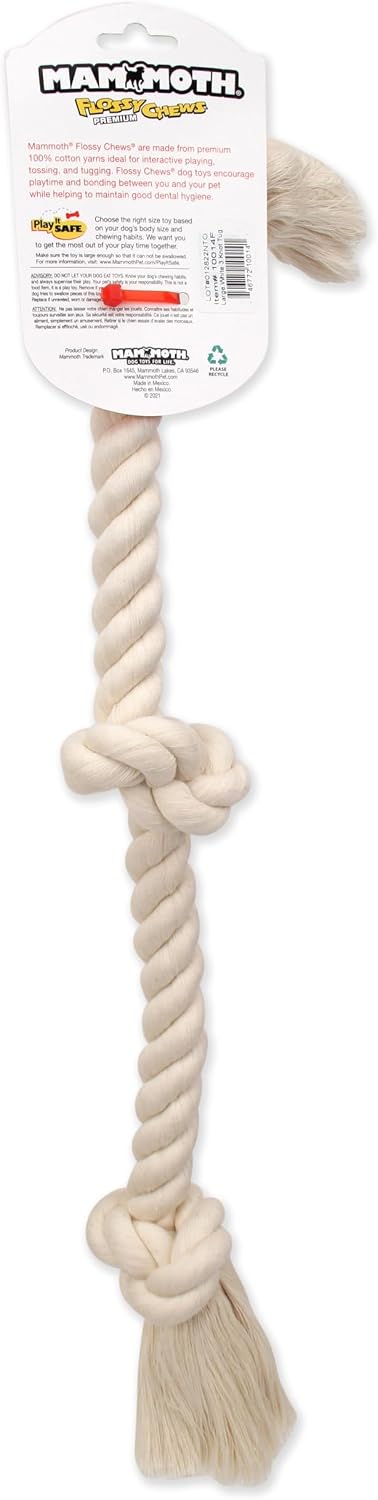 Mammoth large 25-inch cotton rope toy showing three knots