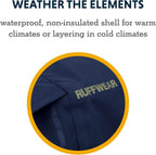 Lightweight dog rain gear close up of the adjustable side-release buckles.