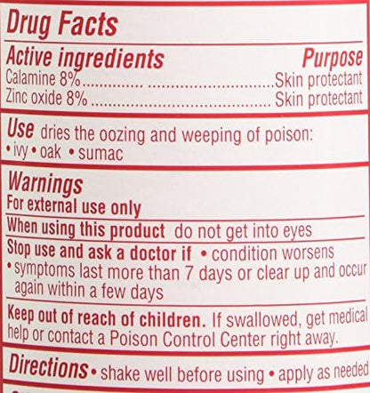 Back label of Swan Calamine Lotion with usage instructions