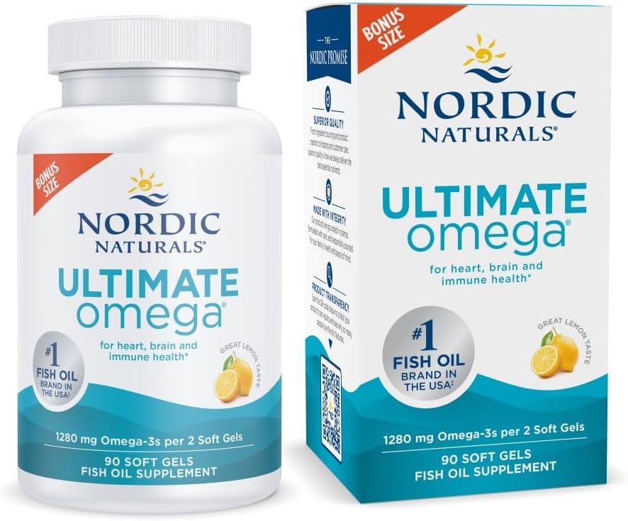 Nordic Naturals Ultimate Omega, Lemon Flavor - 60 Soft Gels - 1280 mg Omega-3 - High-Potency Fish Oil Supplement with EPA & DHA - Promotes Brain & Heart Health - Non-GMO - 30 Servings - Image 10