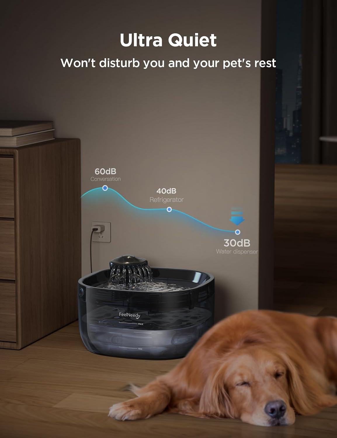 Dog drinking from Feelneedy 7 liter fountain