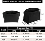 LOUKAYCCI bag liner insert side view showcasing the inner compartment organization layout.