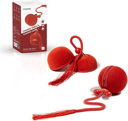 Cheerble Wicked Ball Duo2 interactive cat toy in red front view