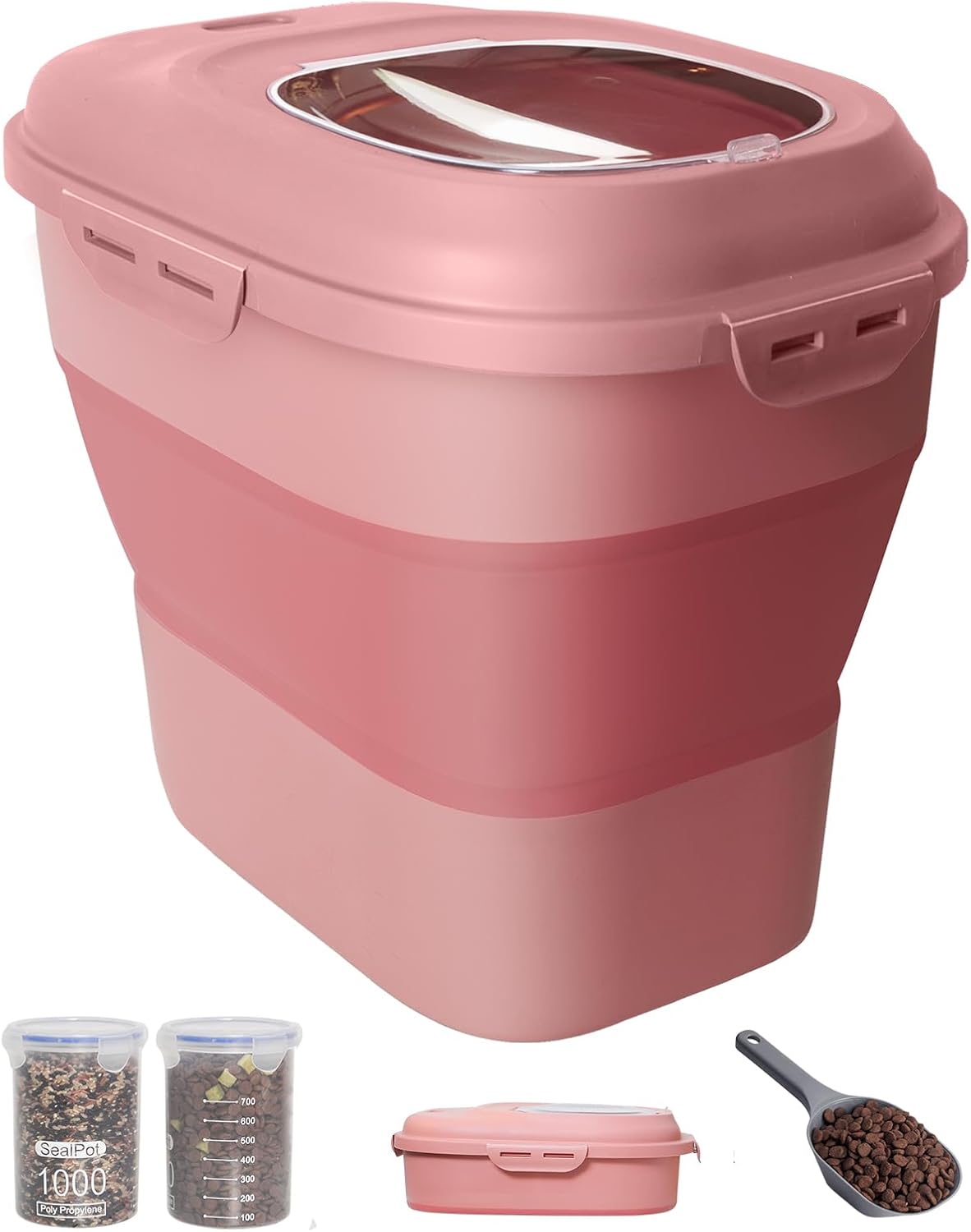 30-35 Lbs Dog Food Storage Container Collapsible Dog Food Container with Airtight Lids, Wheels, Scoop and 2pcs Food Storage Containers, Large Pet food storage for Dog, Cat - Image 10