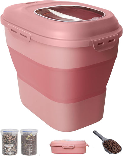 30-35 Lbs Dog Food Storage Container Collapsible Dog Food Container with Airtight Lids, Wheels, Scoop and 2pcs Food Storage Containers, Large Pet food storage for Dog, Cat - Image 10