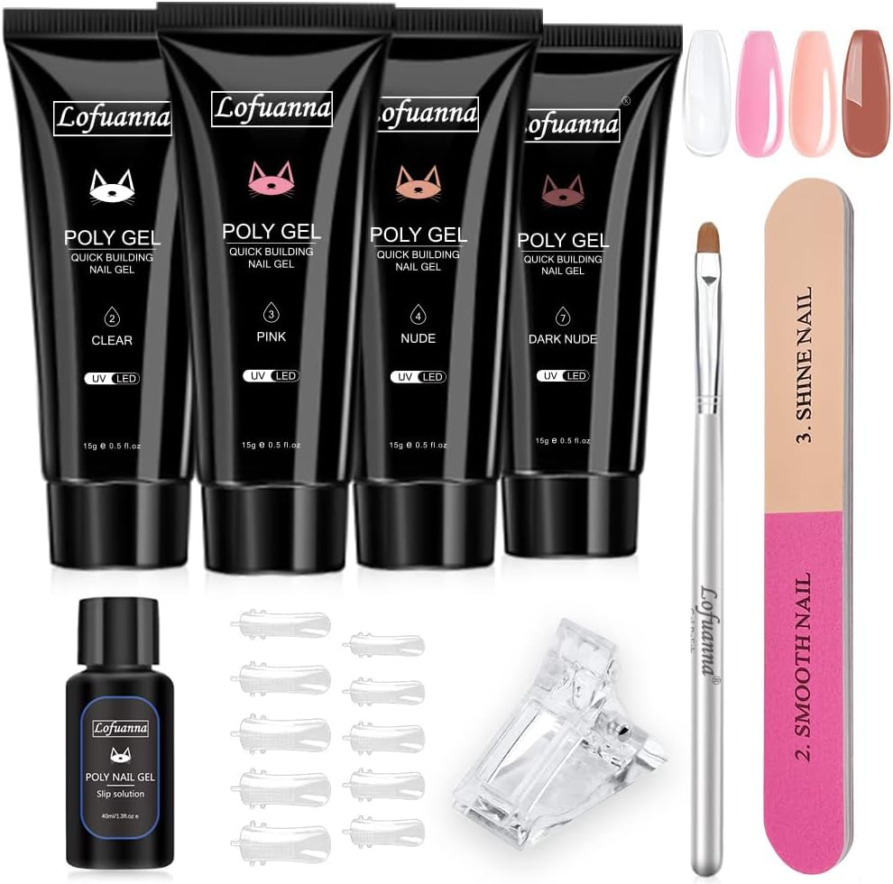Lofuanna poly gel nail kit 4 colors set with tools