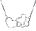Premium ONEFINITY paw print sterling silver necklace for women product dimensions view