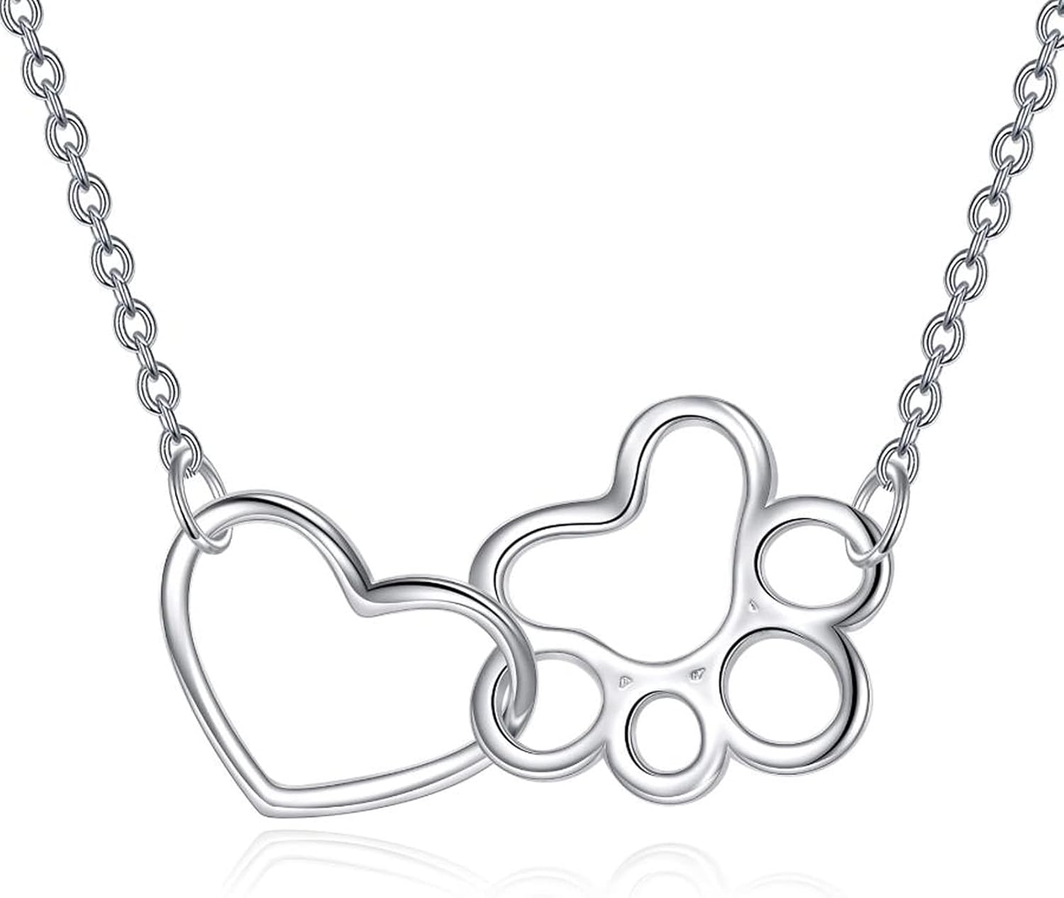Premium ONEFINITY paw print sterling silver necklace for women product dimensions view