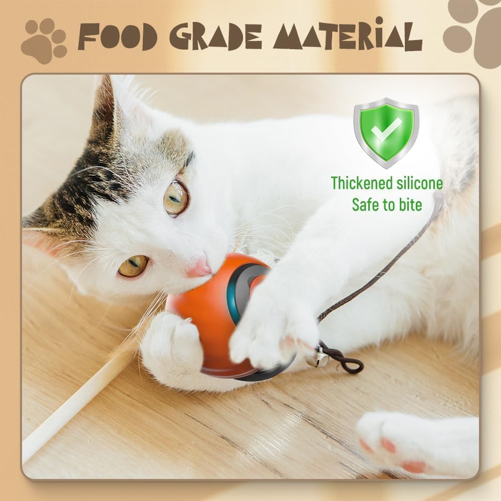 USB rechargeable interactive pet chasing toy rolling on floor with obstacle avoidance technology