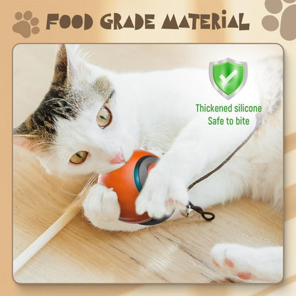 USB rechargeable interactive pet chasing toy rolling on floor with obstacle avoidance technology