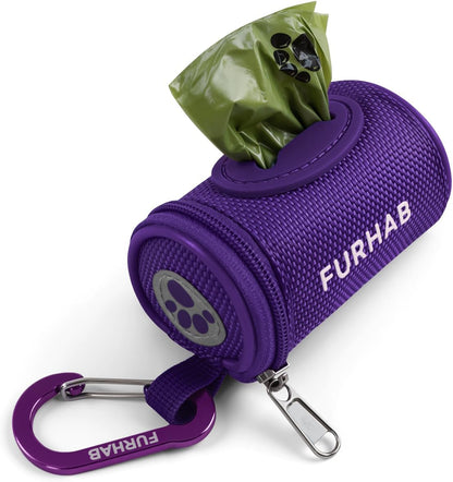 FURHAB Dog Poop Bag Holder for Leash Doggie Waste Bag Dispenser Soft Fabric Puppy Potty Carrier Small Doggy Zipper Pouch with Carabiner Clip with 1 Roll of Pet Trash Bags, Black - Image 12