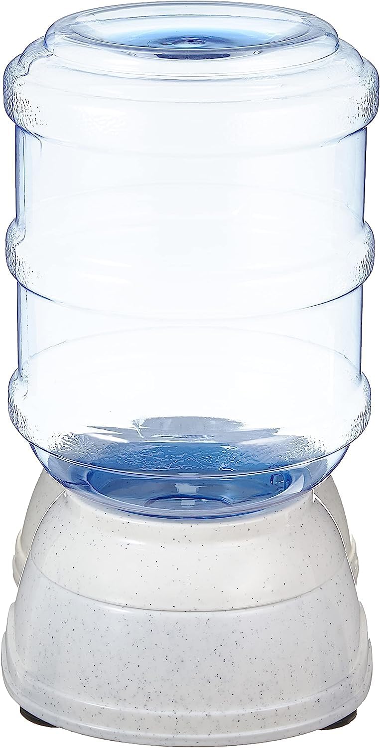 Side cut out handles on the base of a grey gravity pet waterer