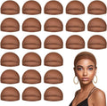 Mykurs dark brown stocking wig caps 24 pack front view