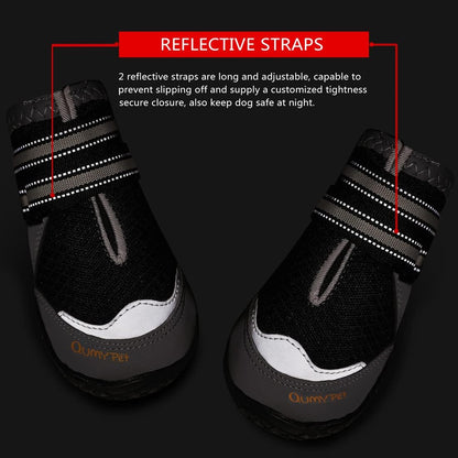 Close up of breathable mesh material on dog shoes