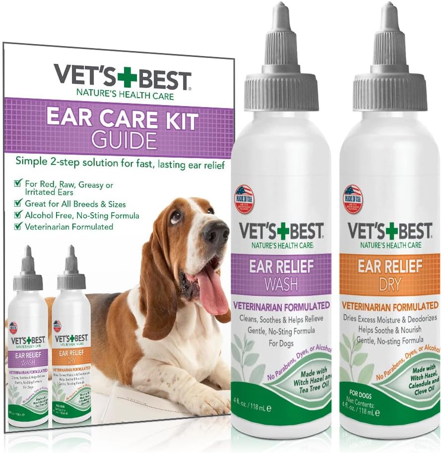 Vet's Best Ear Relief Wash and Dry Kit front view