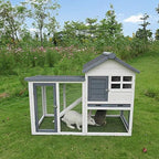 BIRASIL rabbit hutch set up in an outdoor setting