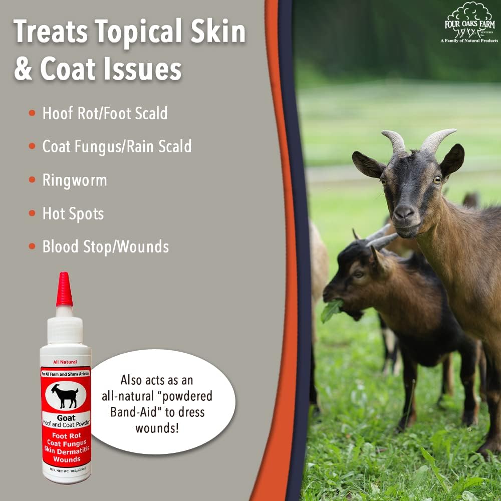 Moisture absorbing dry dust formula for horse and sheep hoof health.