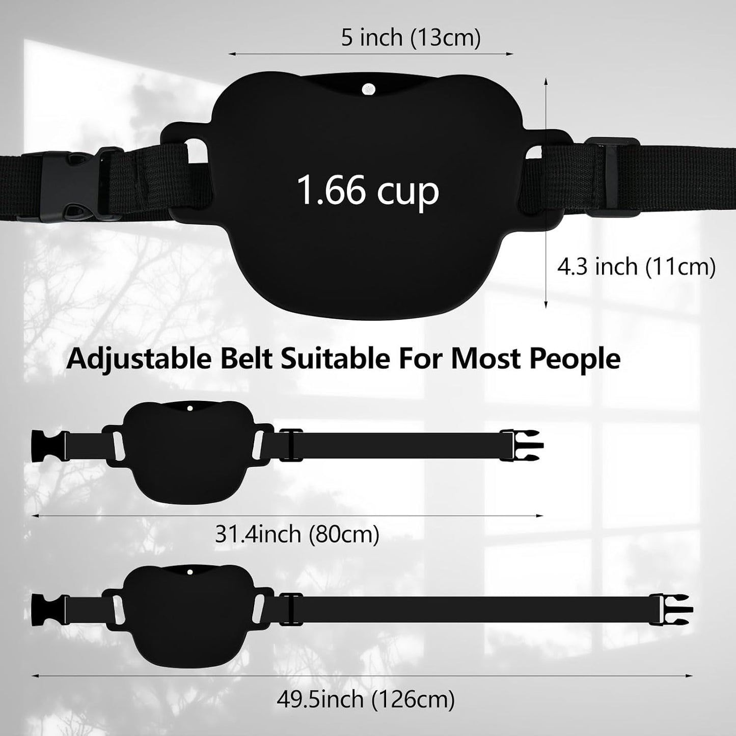 Adjusted fifty five inch waist belt attached to silicone pet pouch