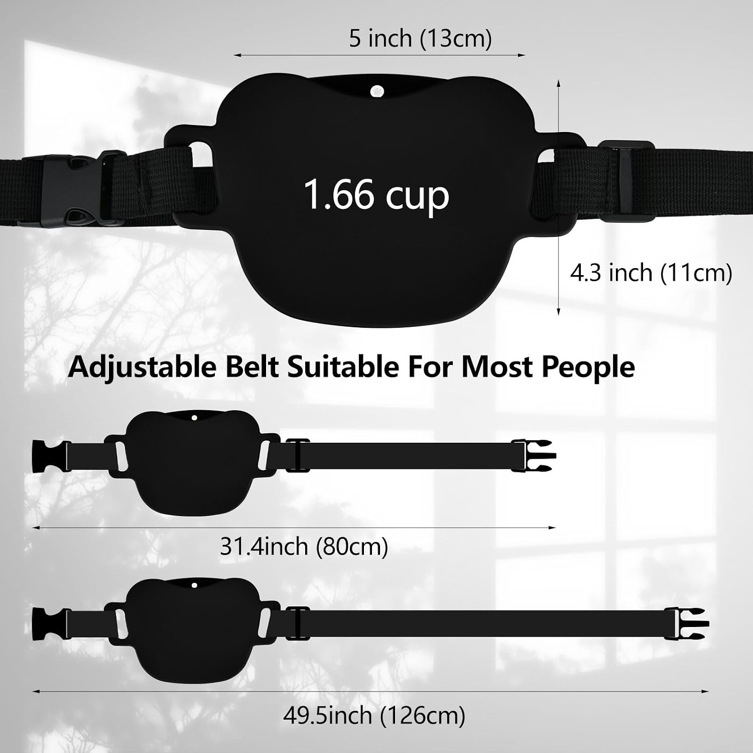 Adjusted fifty five inch waist belt attached to silicone pet pouch
