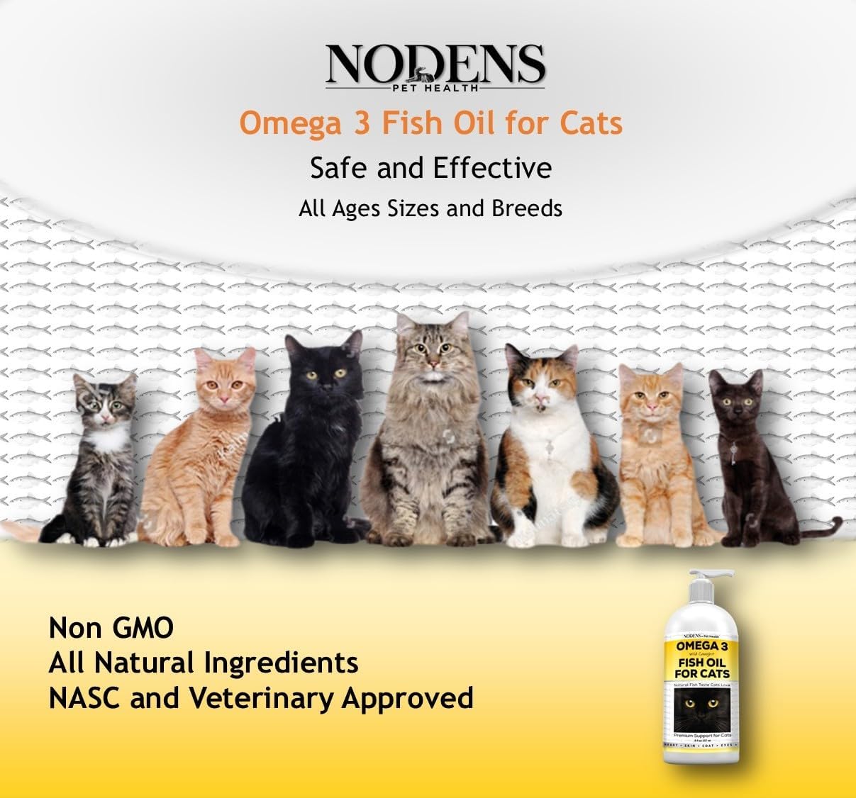 Authentic USA imported Nodens fish oil showing EPA and DHA nutritional facts