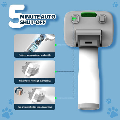 Close-up of the one-touch self-cleaning mechanism ejecting a solid mat of pet hair from the brush bristles.