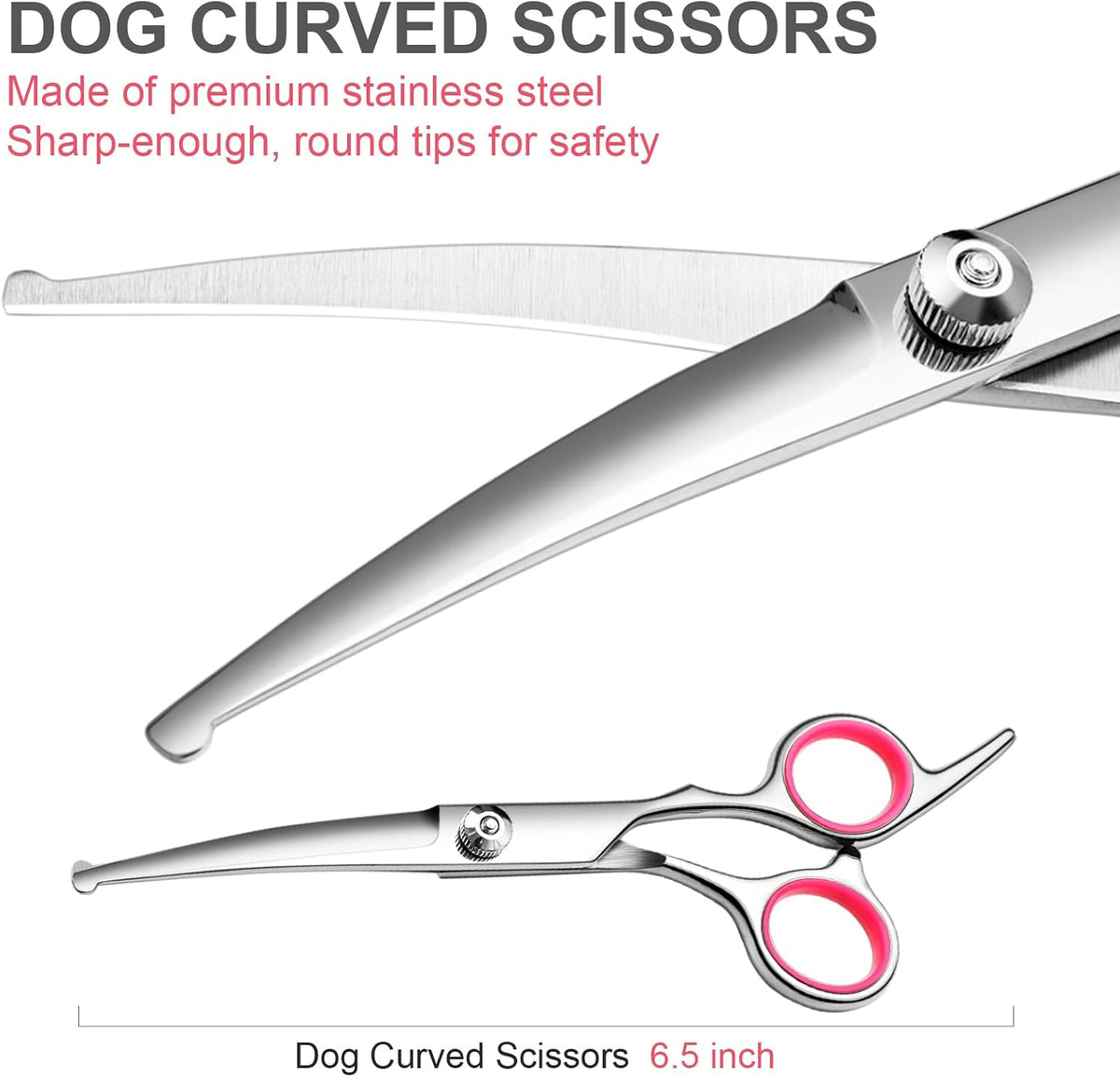 Curved dog grooming scissors for precision facial and paw trimming