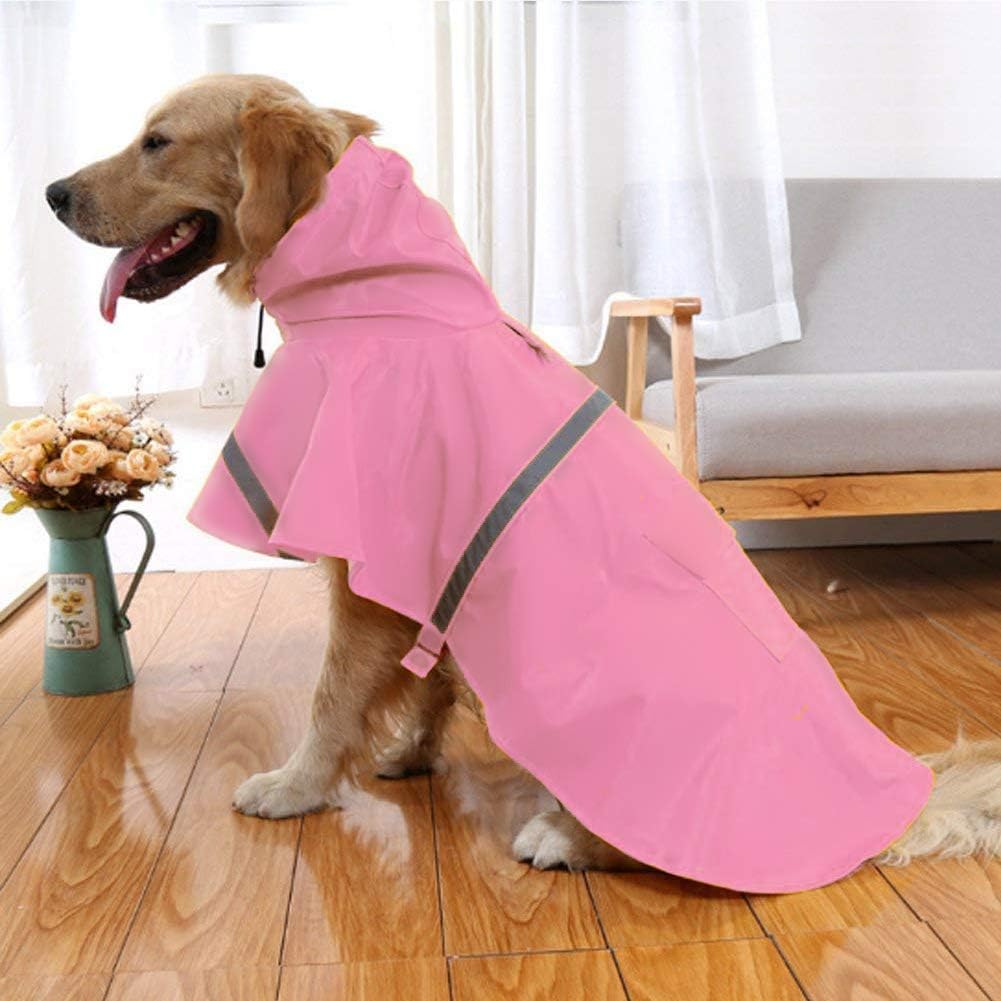 NACOCO pet rain jacket side angle highlighting the adjustable belly strap system.