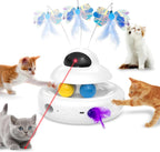 Durable plastic 4-in-1 interactive pet toy packaging and included accessories