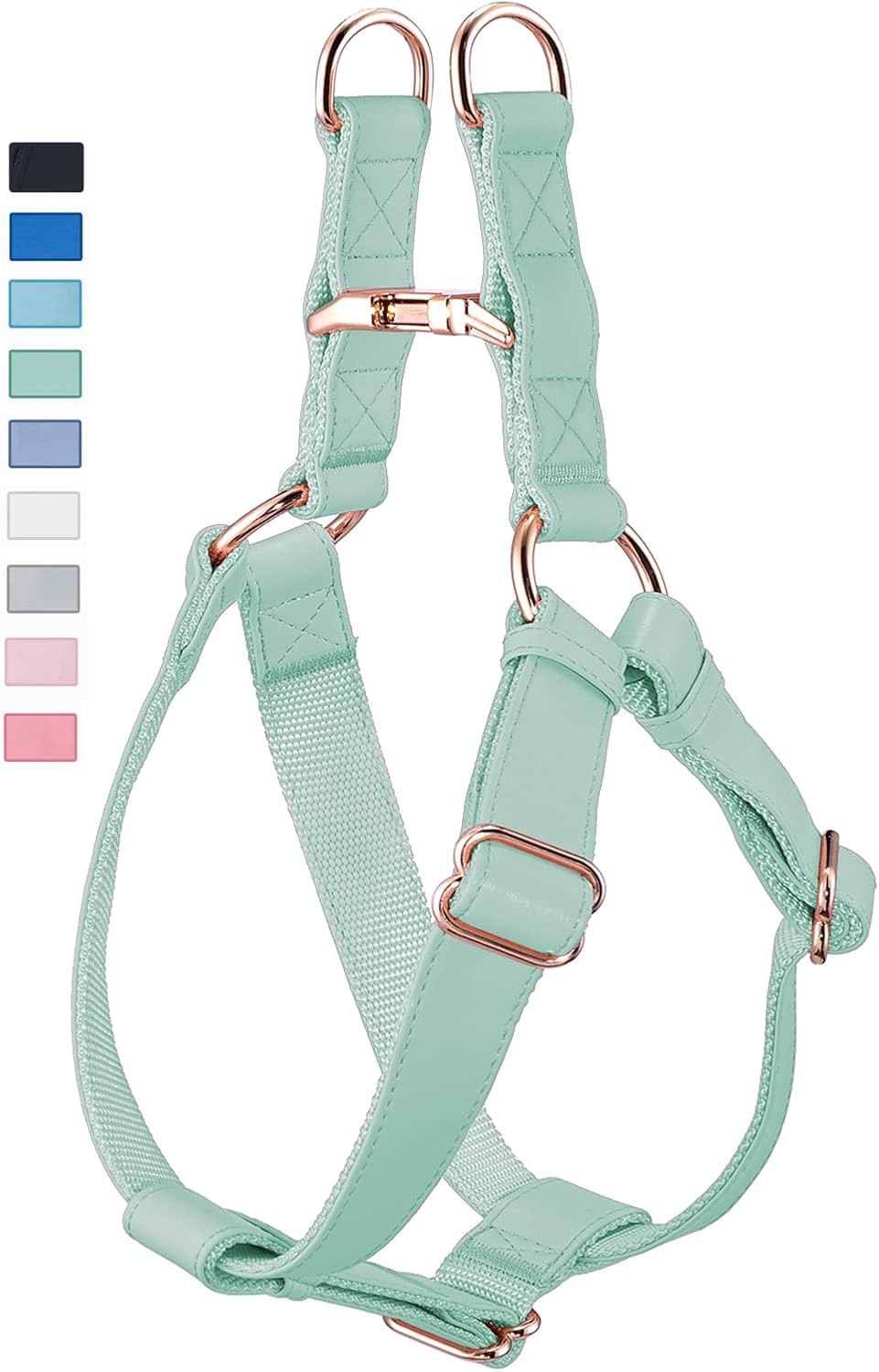 Soft Leather No Pull Dog Harness - Adjustable Step in Dog Harness with Rose Gold Heavy Duty Metal Buckle, Freedom Nylon Dog Halter Vests for Small Medium Large Dogs Easy Walking Training (White,S) - Image 15